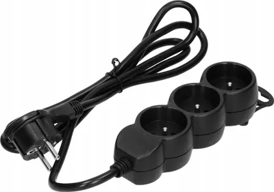 Produktbild von Virone | Steckdosenleiste ES-4/B/3 - 3 m - Schwarz - 3-fach - Flachsteckdose - Sicher und praktisch
