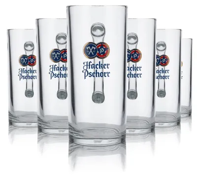 Produktbild von 6x Hacker Pschorr Glas 0,3l Bierkrug Humpen Seidel Gläser Set Brauerei Bayern