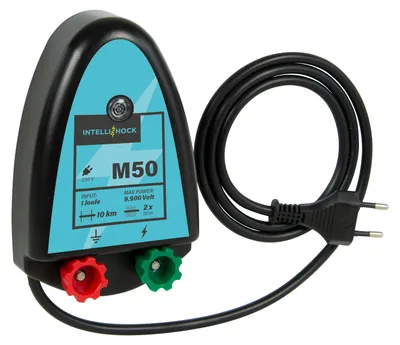 Produktbild von IntelliShock M50 230 V Weidezaungerät, 9.900 V Spannung, für 2 × 50 m Elektronetze, für bis zu 5,5 km Zaunlänge, für Pferde, Rinder, Schafe und Kleintiere