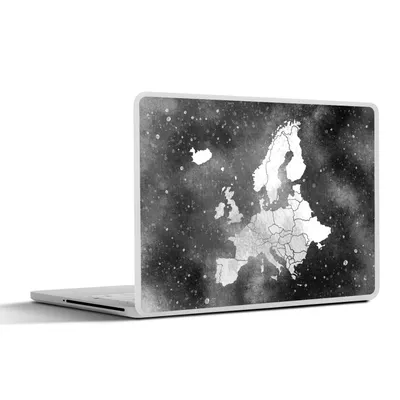 Produktbild von MuchoWow® Laptop Aufkleber Sticker Cover Europa-Karte auf Galaxie Hintergrund in Aquarell - schwarz und weiß 40x30 cm - Laptop Dekoration - Selbstklebend