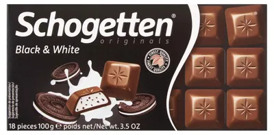 Produktbild von Schogetten Milchschokolade mit Vanillefüllung und Kakaokeksstückchen 100 g