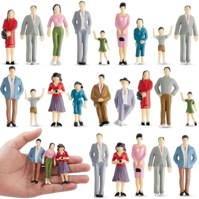 42 Minifiguren 1:25, stehende Personen, gemischte Farben, Kunststoff