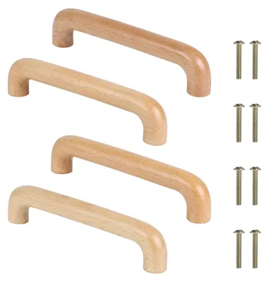 Immagine prodotto di Set di 4 maniglie per mobili - Maniglie in legno da 128 mm per cassetti di mobili da cucina