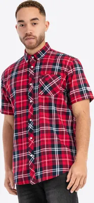 Image de Chemise à manches courtes homme coupe étroite BRIXWORTH Red/Dark Navy/White L Lonsdale