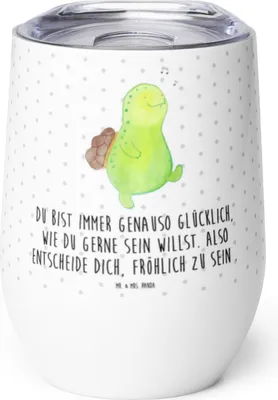 Produktbild von Mr. & Mrs. Panda Thermo Becher Schildkröte Pfeifen - Weiß - Geschenk, Spazieren, Edelstahlbecher, Thermobecher, Outdoor, Depression, kaffee tasse, Schildkröten, Glück