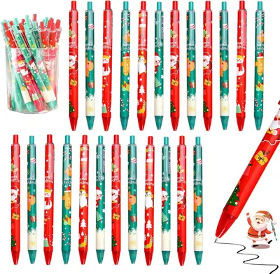 Productafbeelding van Kerstbalpen - Set van 24 - 0,5 mm print kerstbalpennen - Kerststifillerset - Sneeuwpoppennen - Studenten - Kinderen