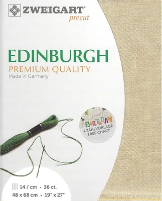 Produktbild von Zählstoff EDINBURGH Zweigart Precut 35 ct. 3217 Farbe 233 antikelfenbein, Handarbeitsstoff aus 100% Leinen für Stickerei 48x68 cm
