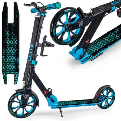 Zdjęcie produktu dla Hulajnoga miejska Bervee Elite, dla dzieci i dorosłych, 2x hamulec, amortyzator, duże koła 200mm, składana, 3-stopniowa regulacja wysokości