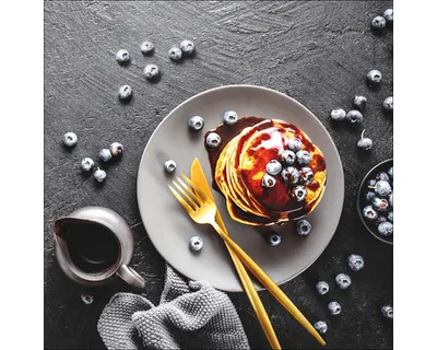 Produktbild von Glasbild Blueberry pancakes 30x30 cm