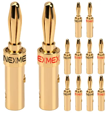 Produktbild von Bananenstecker 4mm schraubbar vergoldet 12x NEXMEX Stecker für Lautsprecherkabel