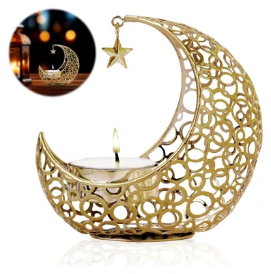Produktbild von Teelichthalter Mondform Gold für Ramadan und Hochzeit