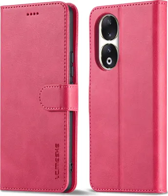 Produktbild von Hülle für Honor 90, Klapphüllen Brieftasche Leder Magnetverschluss Ständer Schutzhülle Rosa