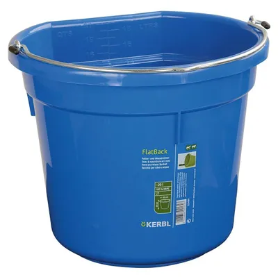 Image de Seau à fourrage et à eau - Seau plat 20 litres - Bleu - Seau en plastique avec graduation