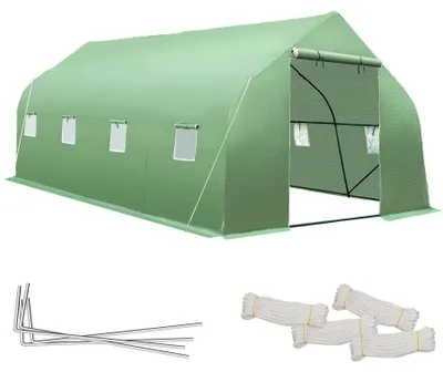 Produktbild von tectake® Foliengewächshaus 27 m³, in Zeltform mit 8 Fenstern 600 x 300 x 205 cm