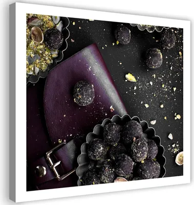 Produktbild von Leinwandbild leckere pralinen 30x30 cm Feeby braun wandbild bereit zum aufhängen