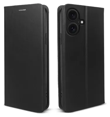 Produktbild von Handyhülle für Apple iPhone 17 Echtleder Flip Cover Hülle Case Kartenfach RFID Schutz Farbe: Schwarz