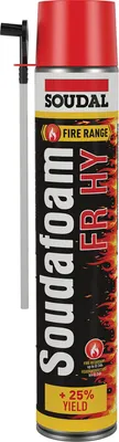Produktbild von Soudal Soudafoam FR HY Montageschaum, feuerfester PolyurethanSchaum, Brandschutzschaum, Polyurethanschaum, Füllschaum, hochergiebig, rosa, 750 ml