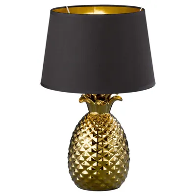 Immagine prodotto di Pineapple R50431079 Lampada da tavolo, Vetroceramica, paralume in tessuto nero/oro