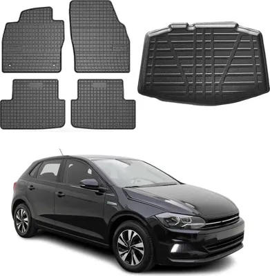 Produktbild von Fußmatten & Kofferraumwanne Set für VW Polo 2017-2025 Schrägheck Gummi TPE 5x