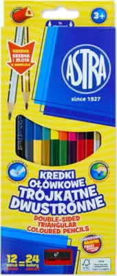 Zdjęcie produktu dla Astra kredki ołówkowe dwustronne 12 szt. = 24 intensywne kolory
