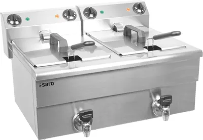 Produktbild von Doppelfritteuse 2x10 Liter Edelstahl - mit Ablasshahn, 6,5kW
