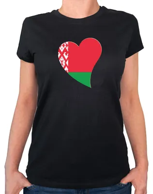 Produktbild von Huuraa Damen T-Shirt Belarus Flagge Herz M Black Bio Baumwolle Fairtrade Damenshirt Geschenkidee