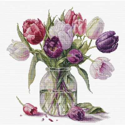 Zdjęcie produktu dla Zestaw do haftu krzyżykowego Luca-S "Bukiet tulipanów", wzór liczony, 30x31cm