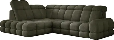 Produktbild von DomoHome Ecksofa Tollo Grün Anthology-Stoff Linke Seite 302x217x105 cm, L-Form Sofa mit Schlaffunktion, Bettkasten 120x85x17 cm, Elektrisch Verstellbar
