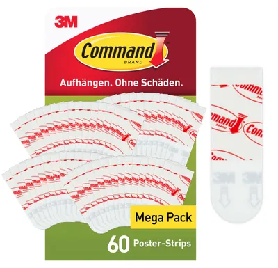 Produktbild von Kleine Command™ Poster-Strips Selbstklebend Vorteilspack 60 Klebestreifen