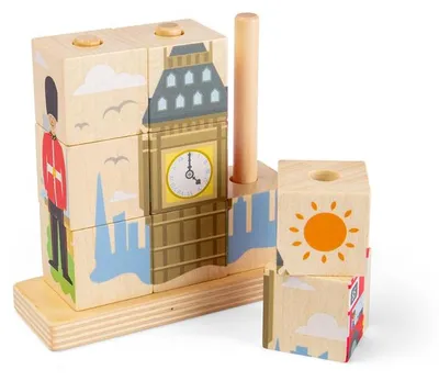 Produktbild von BigJigs Holz-Stapelblöcke London - Lernspielzeug für Kinder