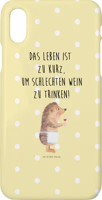 Produktbild von Mr. & Mrs. Panda Iphone 10 Handyhülle Igel Wein - Gelb Pastell - Geschenk, Weinglas, trinken, Hülle, Handy, Rotwein, Spruch, Weißwein, X, Cover, Lustige Sprüche