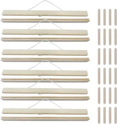 Zdjęcie produktu dla Stojak na plakaty i obrazy wykonany z drewna - 6 sztuk, wymiar 31 cm