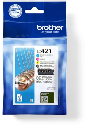 Produktbild von Brother LC-421VAL, Standardertrag, Schwarz, Cyan, Magenta, Gelb, 4 Stück(e), 200 Seiten, 200 Seiten, Multipack