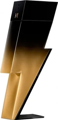 A perfume bottle shaped like a lightning bolt.
