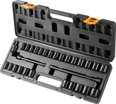Produktbild von SucceBuy 29-teiliger 3/8-Zoll-Schlagschrauber-Steckschlüsselsatz, SAE 3/8-1 Zoll und metrisch 8-22 mm, 6-Punkt-CR-V-Legierungsstahl für Autoreparaturen, gut lesbare Markierungen, robuste Konstruktion, Aufbewahrungskoffer