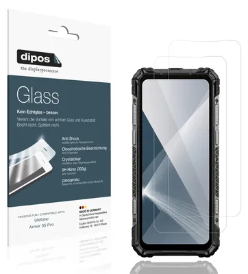 Zdjęcie produktu dla 2 folie ochronne do telefonu Ulefone Armor 35 Pro - folie antywstrząsowa 9H, wykonana z tworzywa sztucznego przypominającego szkło