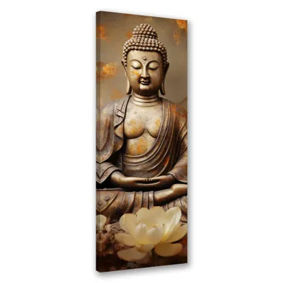 Produktbild von Leinwandbild Buddha mit Zen-Blumen 40x120 Feeby Braun bild für die wand bereit zum aufhängen