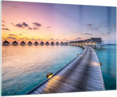 Produktbild von Bilder auf glas - Malediven Meer - 100x70cm - Glasbilder - Wandbilder - Kunstdruck - zum Aufhängen bereit - Wanddekoration aus Glas - Glas Bilder - Wandbild auf Glas - Einteilig - GAA100x70-4082