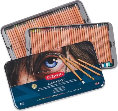 Image de DERWENT Lightfast crayons de couleur à l'huile, 72pcs dans une boîte en métal