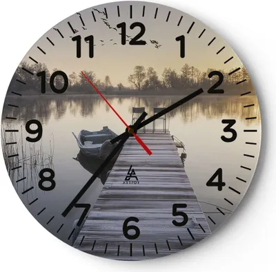 Produktbild von Wanduhr - Rund - Glasuhr - Brücke Westen die Sonne - 30x30cm - Schleichendes Uhrwerk - Lautlos - zum Aufhängen bereit - Dekoration Modern - Wanddekoration aus Glas - C4AR30x30-4197