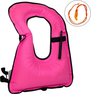 Obrázek produktu pro Topchances Unisex Dospělý Přenosná nafukovací záchranná vesta Šnorchl Vesta pro potápění Bezpečné, růžová