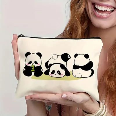 Immagine prodotto di Borse per il trucco con motivi animalier, beauty case con stampa panda, eleganti valigie da viaggio dall'estetica minimalista in stile Instagram, borse porta-trucchi, zaini scolastici, valigie da viaggio, eleganti borse per il trucco, valigie da viaggio con scomparti per cosmetici