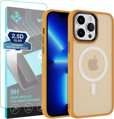 A phone case and screen protector are displayed next to an iPhone.