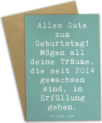 Produktbild von Mr. & Mrs. Panda Klappkarte Spruch 2014 Geburtstag Wünsche - Meeresbrise - Geschenk, hochzeitskarten, neujahrskarte, herzlicher Geburtstagsgruß, einladungskarten, feiern