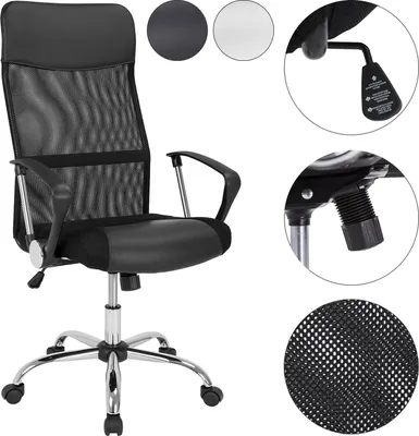 Image de Casaria Fauteuil de bureau Noir Pivotant Ergonomique Réglable en hauteur Fonction de basculement Chaise gaming