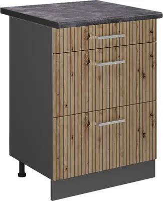 Image de Meuble cuisine Vicco R-Line Chêne Artisan 60cm avec tiroirs, PT Anthracite, Model 49199