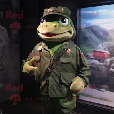 Produktbild von Maskottchen REDBROKOLY kostüm Waldgrüner Frosch gekleidet in eine Bomberjacke und Kummerbunde