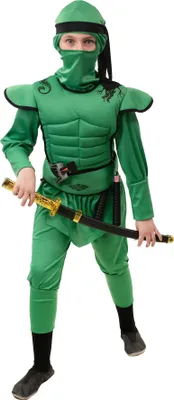 Produktbild von O5519-116 grün Kinder Junge Mädchen Ninja Schwertkämpfer Kostüm Gr.116
