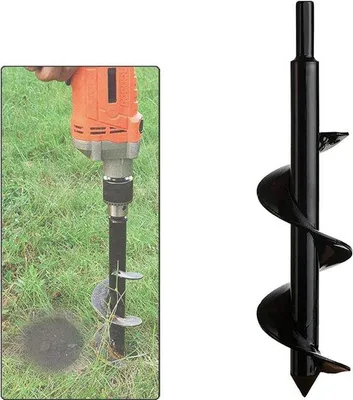 Image de Tarière de jardin en acier inoxydable Ø 8 cm - 30 cm - Creuser des trous - Culture et plantation dans le jardin
