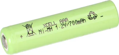 A single AAA battery on a white background.